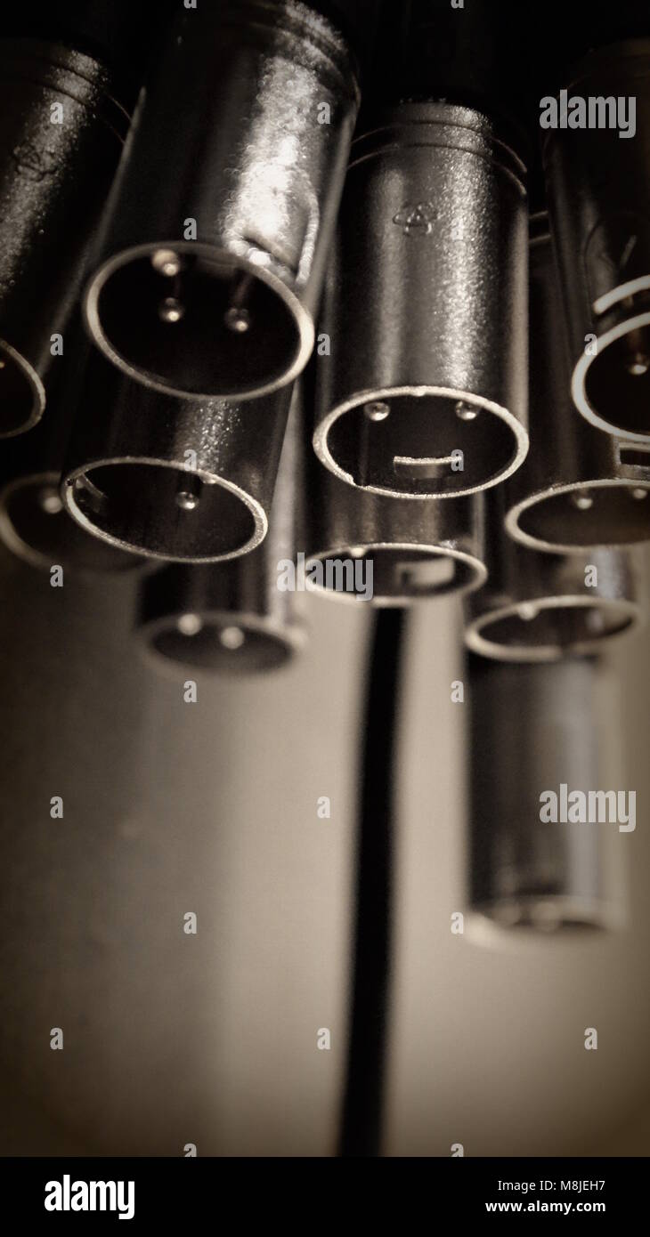 Un viaggio di studio di registrazione: monocromatica fino in prossimità del microfono canon porta. Foto Stock