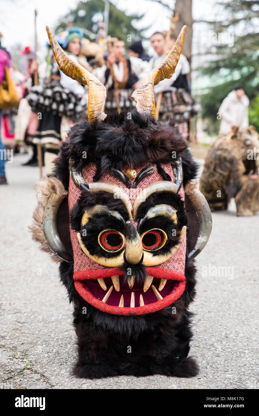 Kukeri maschera. Yambol, Bulgaria Foto Stock