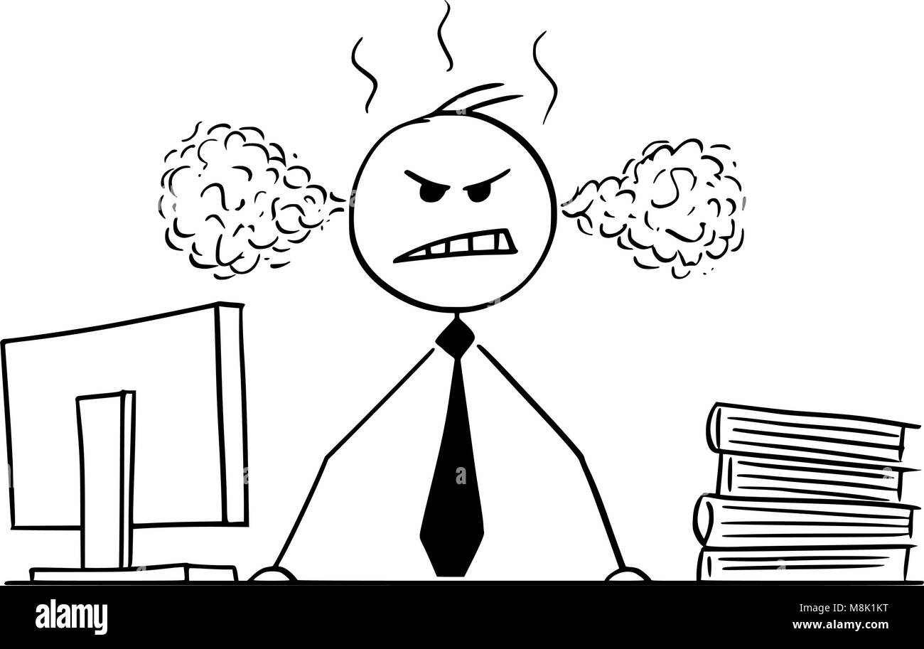 Cartoon di Angry proprietari o manager dietro la scrivania Illustrazione Vettoriale