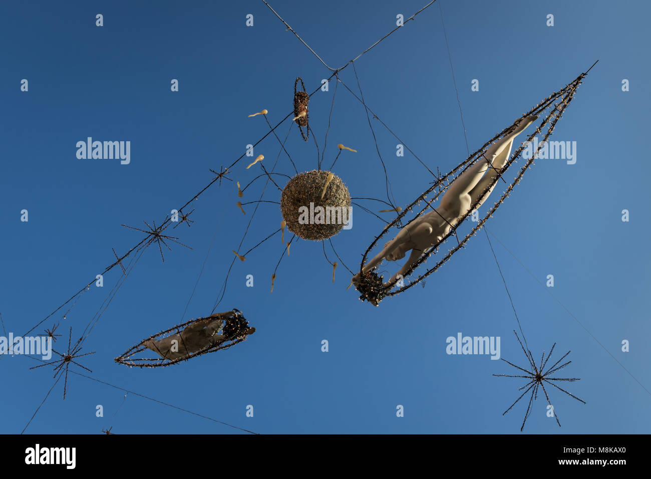 Le luci di Natale a Lubiana con uovo di sperma di estremità - Lubiana, Slovenia Foto Stock