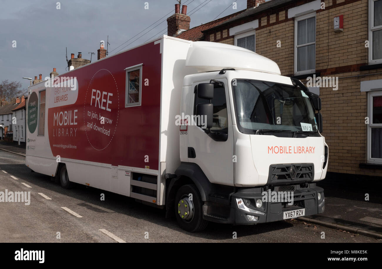 Libreria Mobile della East Riding librerie, Yorkshire, Inghilterra, Regno Unito. Foto Stock