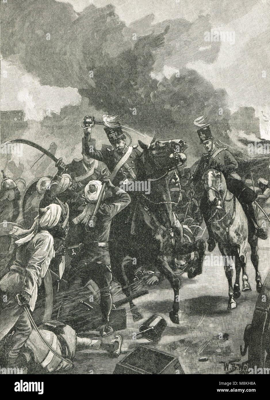 Sir Joseph Thackwell, portando la carica di cavalleria, Battaglia di Sobraon, 10 Febbraio 1846 Foto Stock