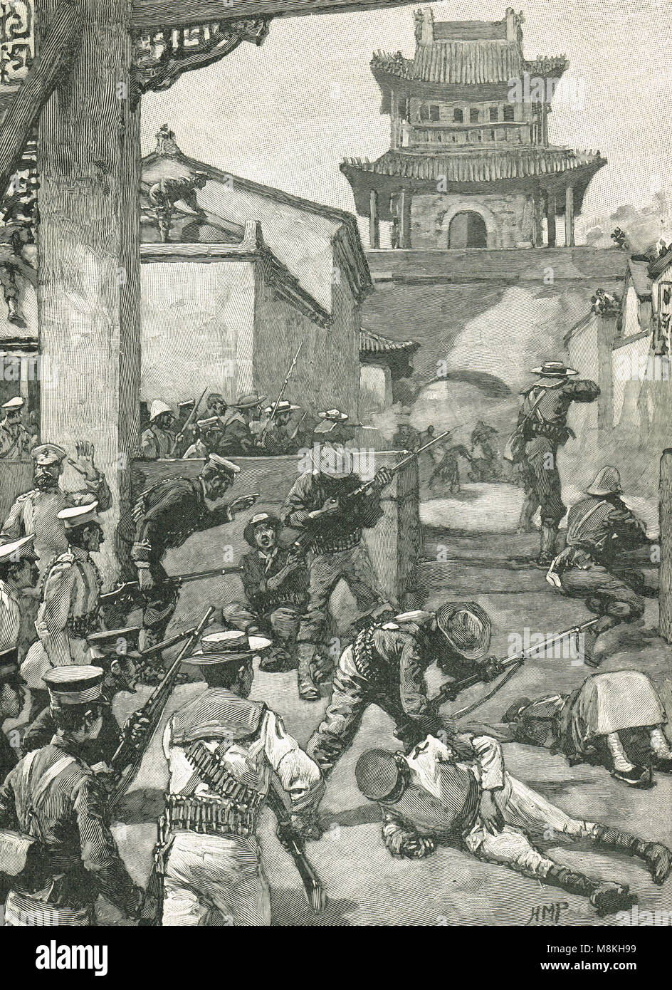 Il rilievo di Tientsin (Tianjin), luglio 13-14, 1900, durante il Boxer Rebellion Foto Stock