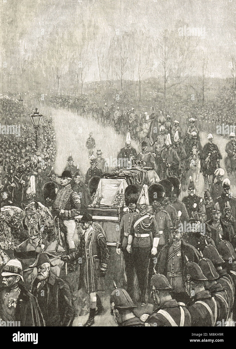 Funerale della regina Victoria, 2 febbraio 1901. La processione passando per Hyde Park di Londra, Inghilterra Foto Stock