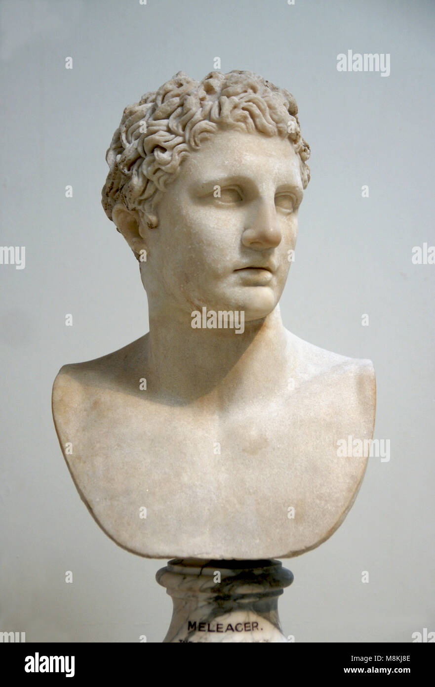 L eroe Meleagro. Busto in marmo di Paros, C. 120-130 d.c. Versione romana da un originale greco in bronzo (340-330 a.C.). British Museum. Foto Stock