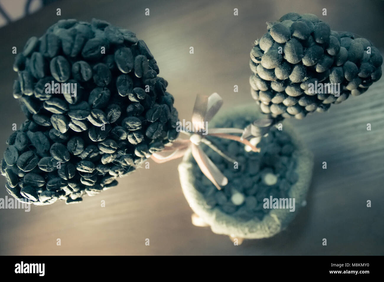 I chicchi di caffè in forma di cuore, Valentino, close-up, abstract Foto Stock