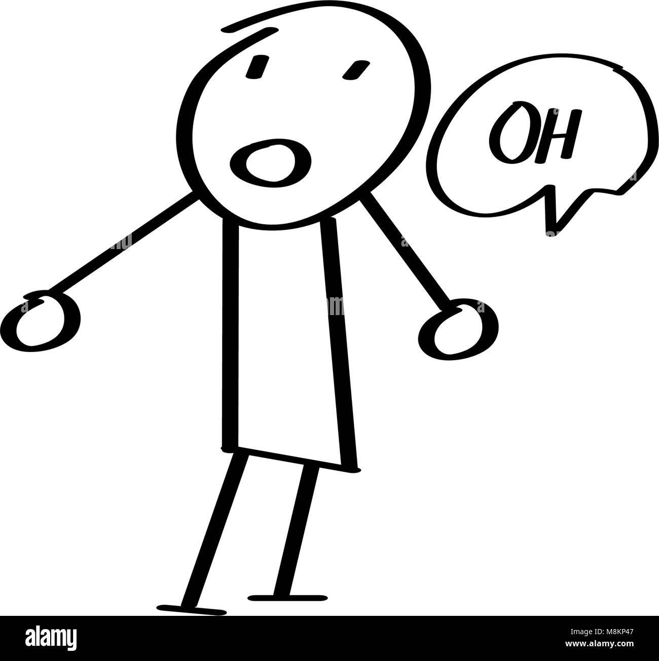 Stick figura dicendo oh Illustrazione Vettoriale