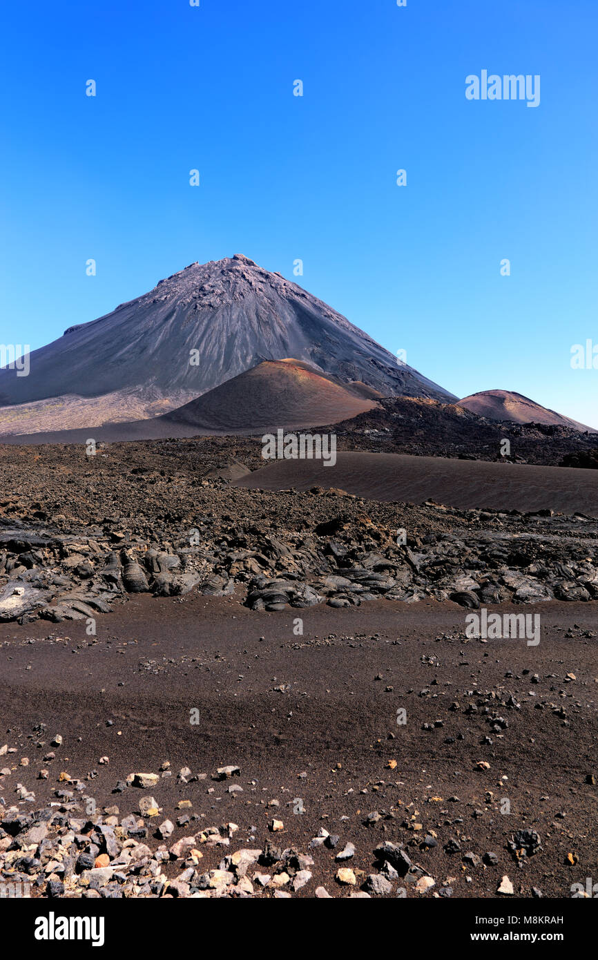 Vulcano Pico do Fogo, Chã das Caldeiras, isola di Fogo, isola del fuoco, Capo Verde, Cabo Verde, Africa. Foto Stock