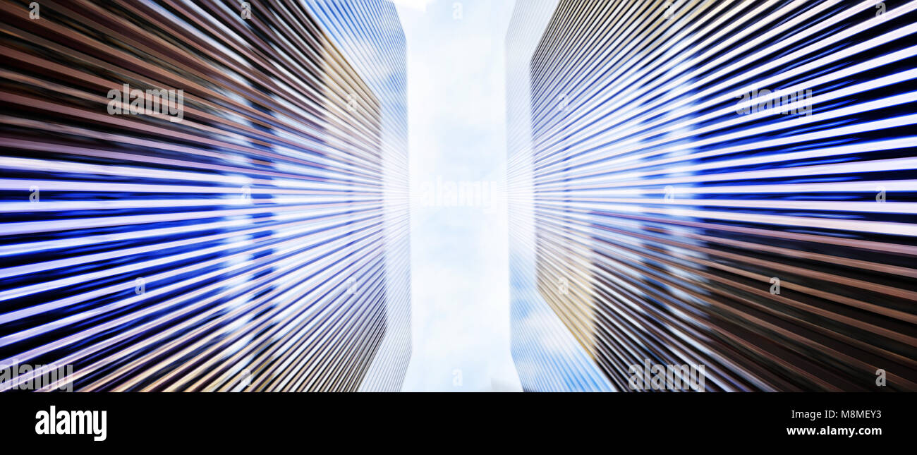 Sullo sfondo di una moderna architettura, tecnologia urbana Foto Stock