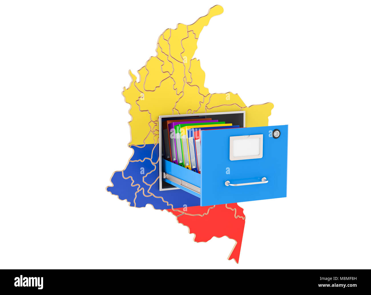 Nazionale colombiano concetto di database, rendering 3D isolati su sfondo bianco Foto Stock