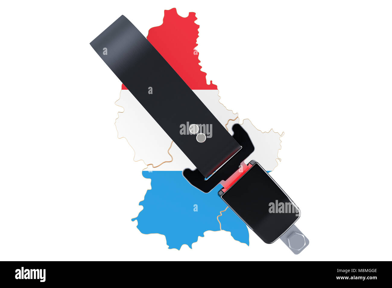 Mappa di Lussemburgo con cintura di sicurezza. La sicurezza e la protezione o il concetto di assicurazione, rendering 3D Foto Stock