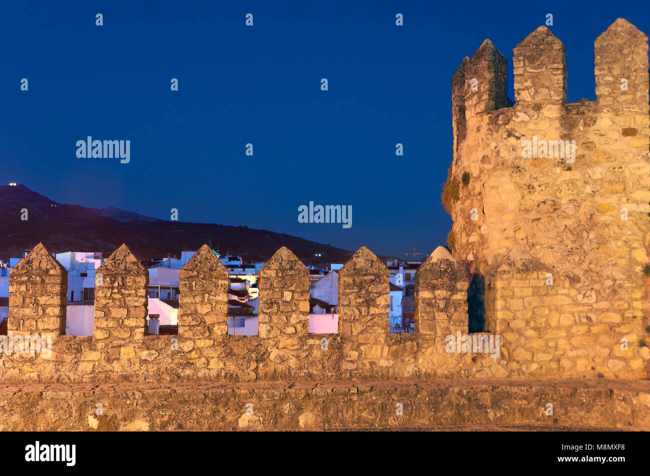 Il palazzo del castello dei Conti di Cabra (IX secolo) al tramonto. Cabra. In provincia di Cordoba. Regione dell'Andalusia. Spagna. Europa Foto Stock