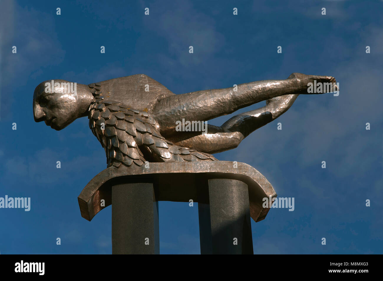 La scultura "l' Sireno da Francisco Leiro, Vigo, provincia di Pontevedra, nella regione della Galizia, Spagna, Europa Foto Stock