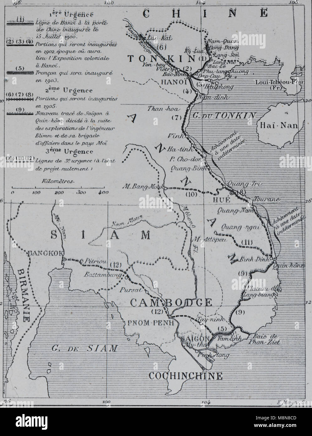 Indocina della grande rete ferroviaria in 1900, Immagine dal settimanale francese quotidiano l'illustrazione, 22d Settembre 1900 Foto Stock