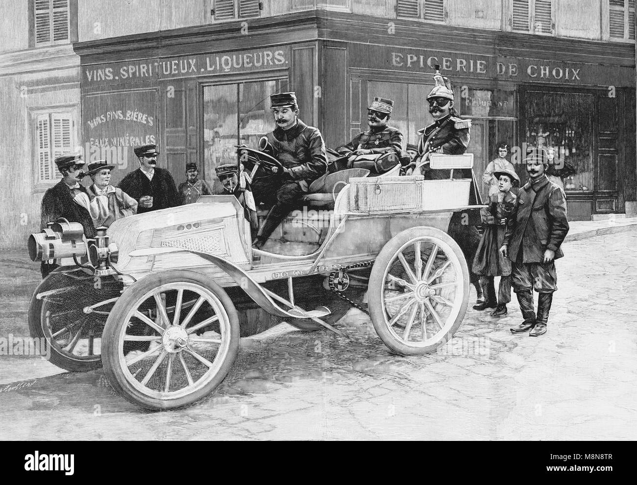 Auto del generale de Negrier durante il 1900 francese esercizio militare, immagine dal settimanale francese quotidiano l'illustrazione, 15 Settembre 1900 Foto Stock