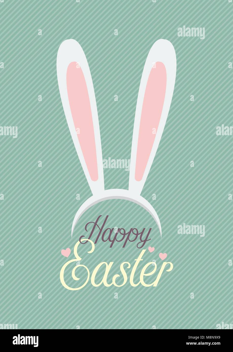 Felice Pasqua con orecchie di coniglietto maschera. Illustrazione Vettoriale Illustrazione Vettoriale