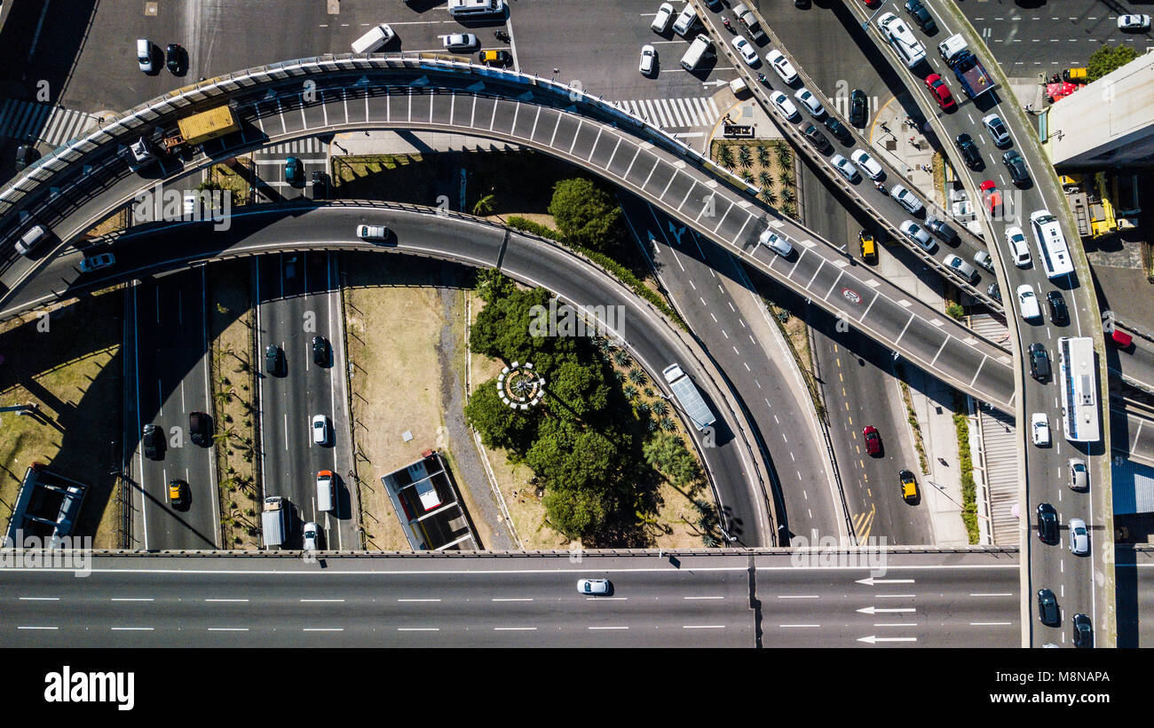 9 de Julio Avenue / Au 25 de Mayo Highway Interchange, Buenos Aires, Argentina Foto Stock