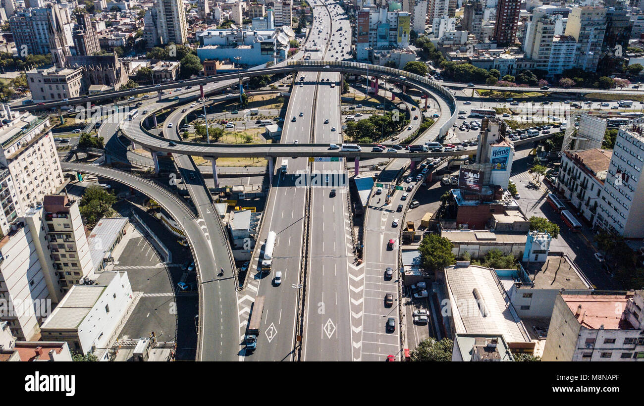 9 de Julio Avenue / Au 25 de Mayo Highway Interchange, Buenos Aires, Argentina Foto Stock