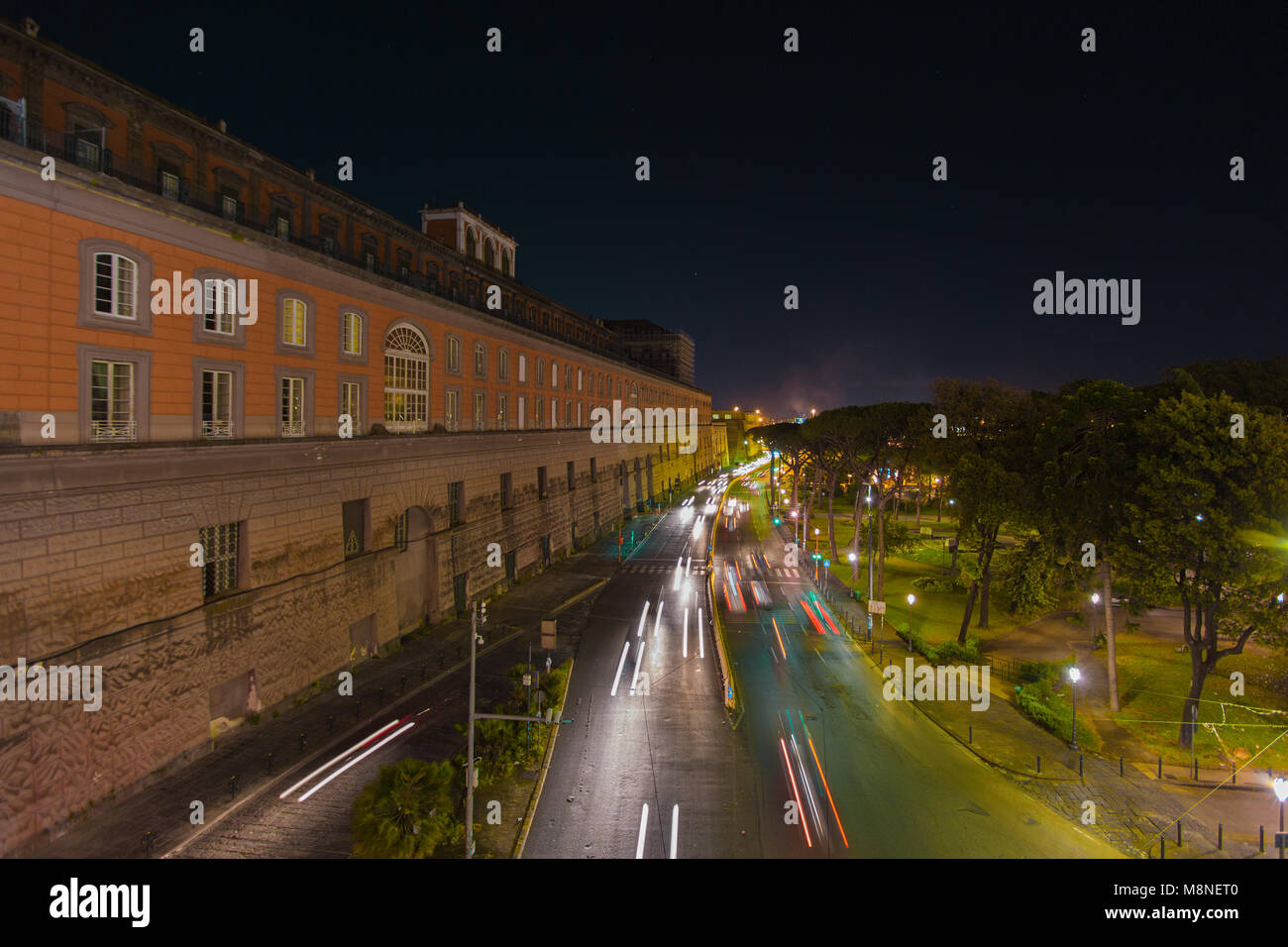 Napoli (Italia) - Paesaggio di via Acton, nel centro della citta'. Sul lato sinistro del Palazzo Reale. Foto Stock