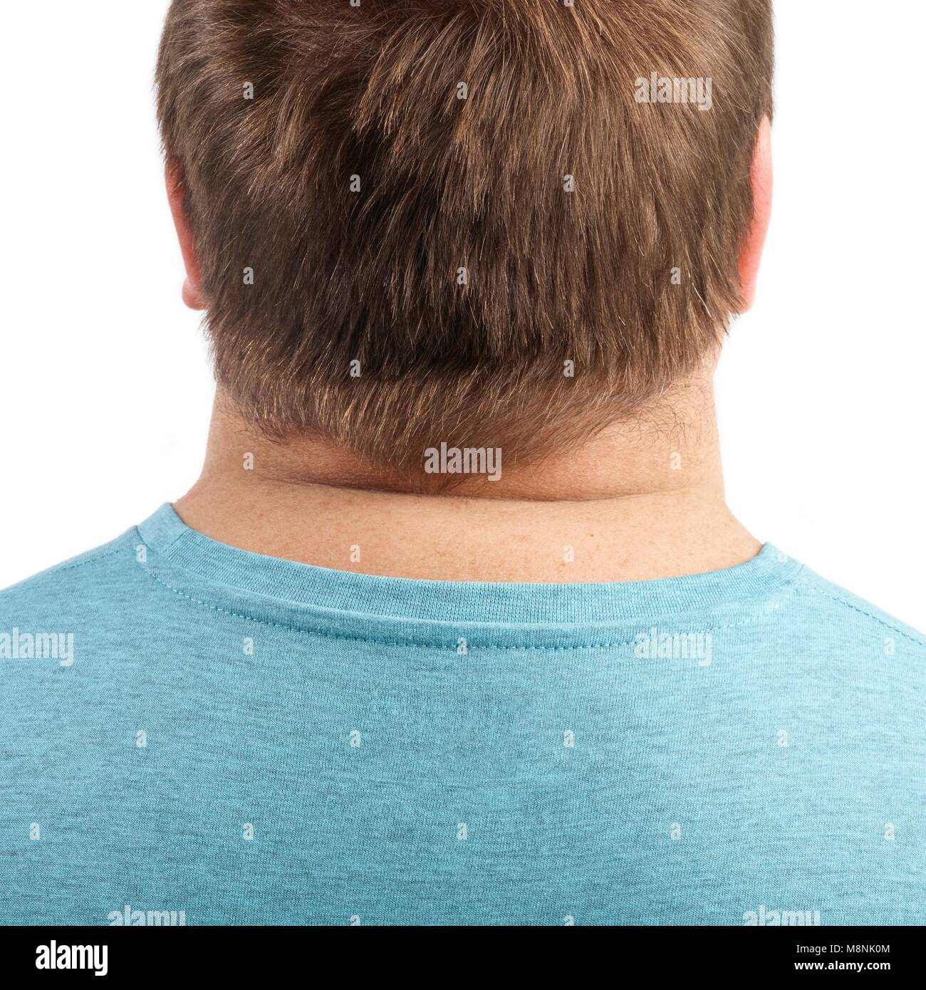 Vista posteriore del sovrappeso uomo il collo, ritagliata. Foto Stock