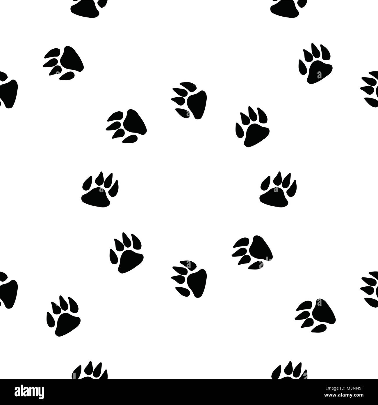 Tracce di sfondo senza cuciture per cani. Impronte di animali vettoriali. Illustrazione Vettoriale