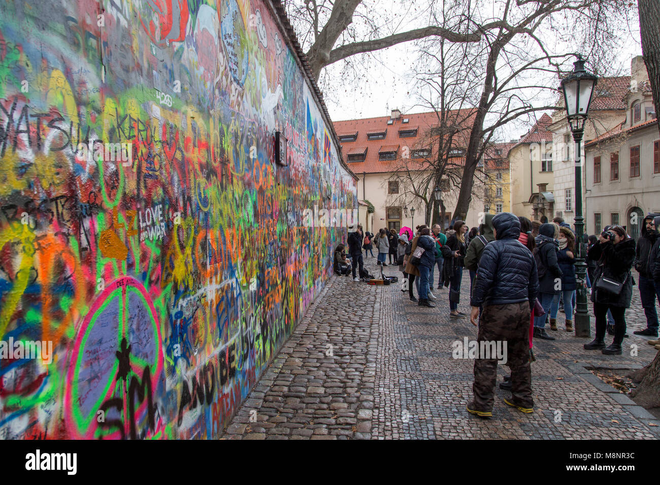 Parete di Lennon a Praga Foto Stock