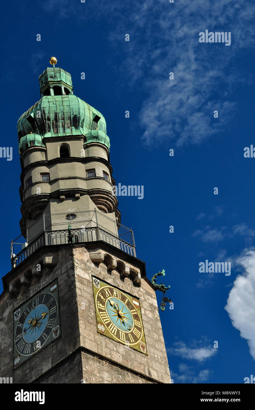 Stadtturm in Innsbruck Foto Stock