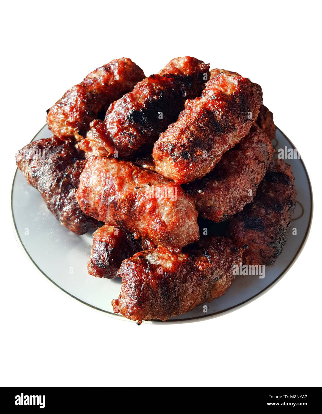 Cibo tradizionale polpettine di carne " ICI " sul grill Foto Stock