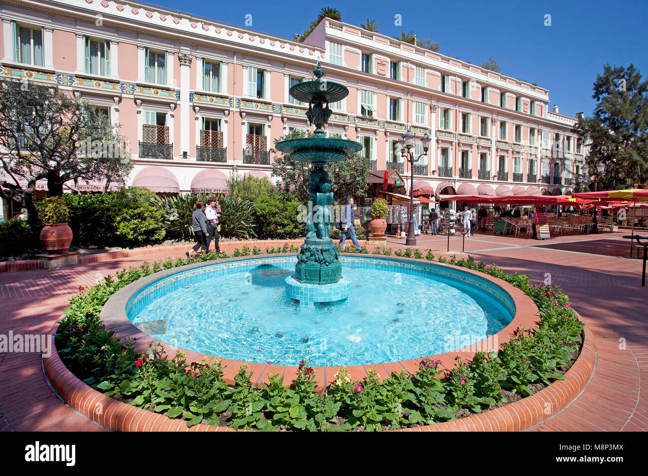 Fontana di Place d'Armes, Monaco-Ville, Principato di Monaco, Côte d'Azur, riviera francese, Europa Foto Stock