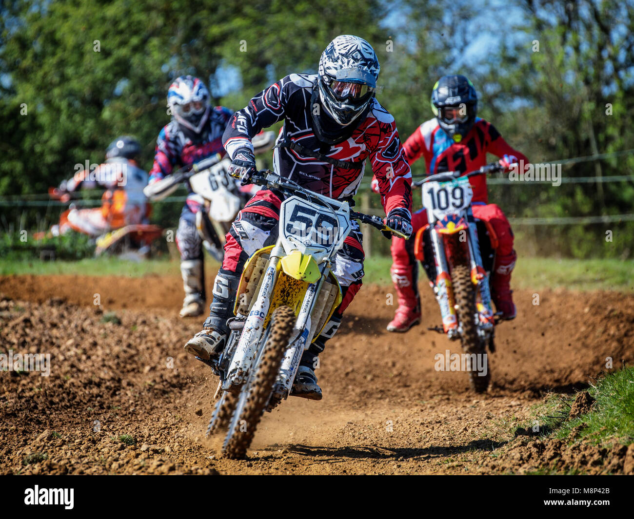 Il Motocross a Badby, Nothamptonshire, England, Regno Unito Foto Stock