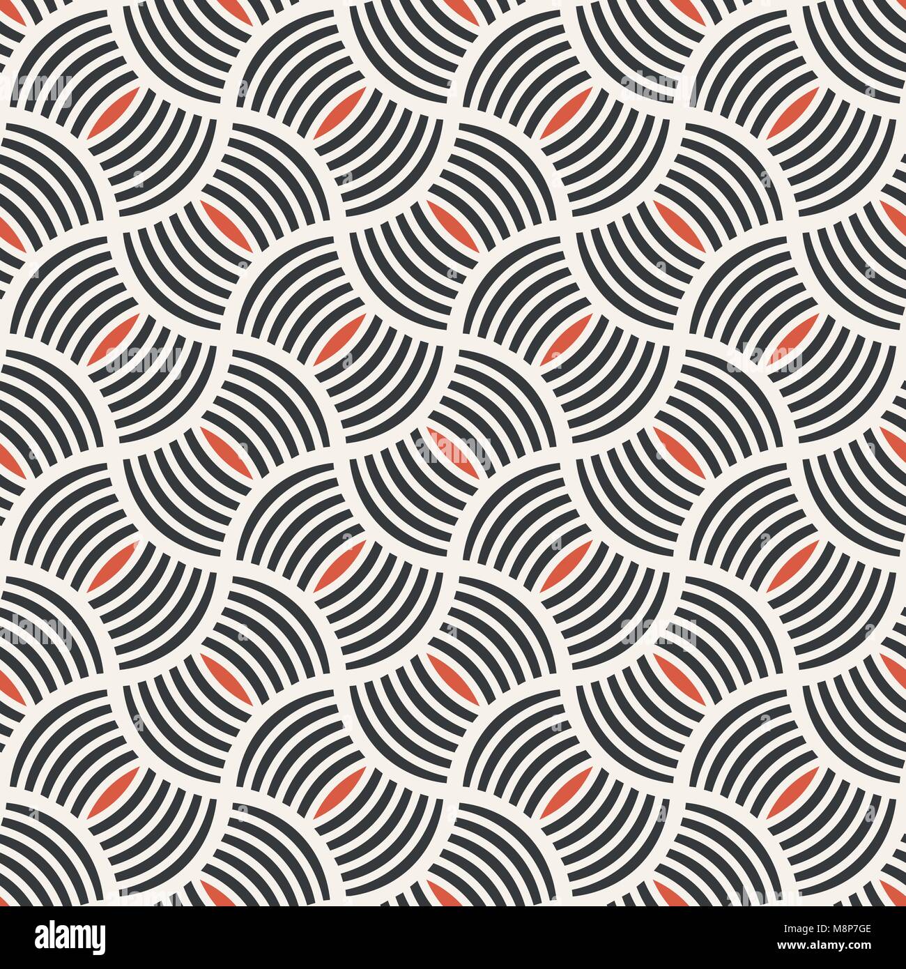 Art deco seamless pattern. Moderna ed elegante struttura. Ripetizione di forme geometriche, archi, ovali, onde. Elemento vettore di graphic design Illustrazione Vettoriale