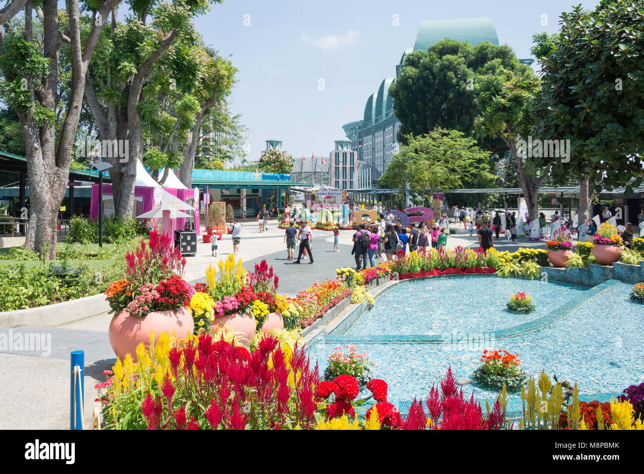 Merlion Plaza, l'Isola di Sentosa, Regione centrale, Singapore Island (Pulau Ujong), Singapore Foto Stock