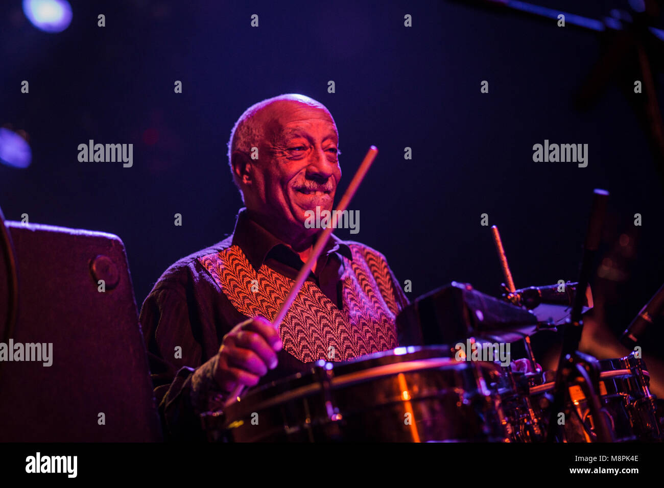 Danimarca Copenhagen - Marzo 18, 2018. L'Etiope musicista e compositore Mulatu Astatke eseguire un concerto dal vivo a Pumpehuset in Copenhagen. (Photo credit: Gonzales foto - Mathias Eis Schultz). Foto Stock