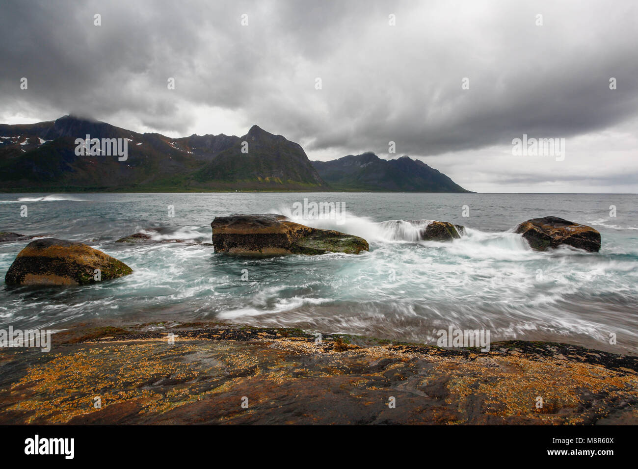 Scena da Tungeneset, Senja, Norvegia Foto Stock