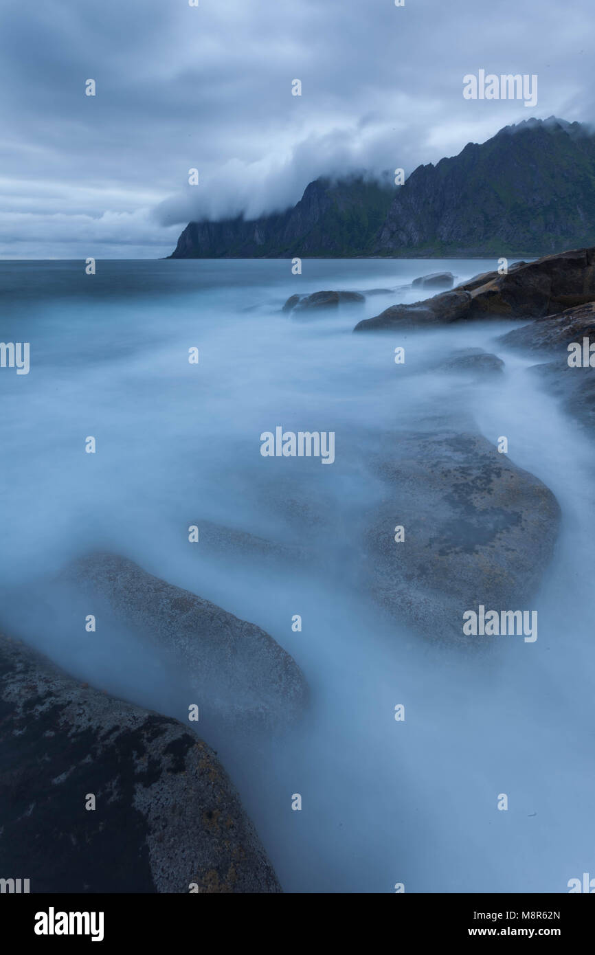 Scena da Tungeneset, Senja, Norvegia Foto Stock