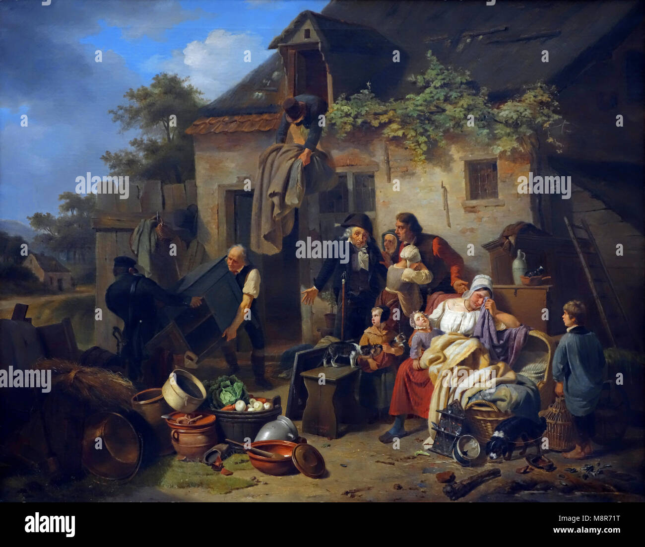 Asta di beni sequestrati, 1835 olio su tela dipinto del XIX secolo pittore fiammingo Giuseppe Geirnaert Foto Stock