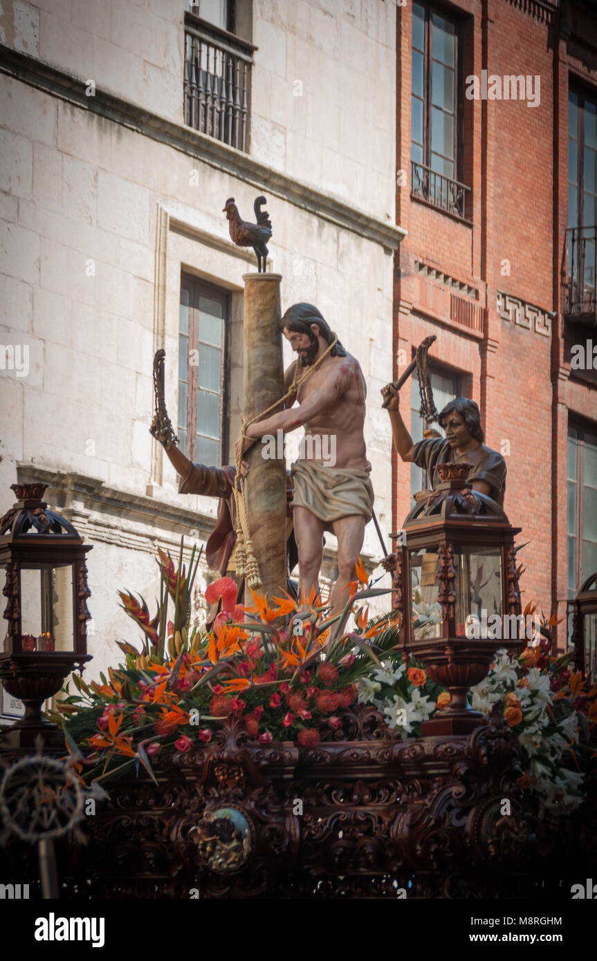 La Flagelacion. Processione del Venerdì Santo. Leon, Spagna. Settimana Santa 2017. Foto Stock