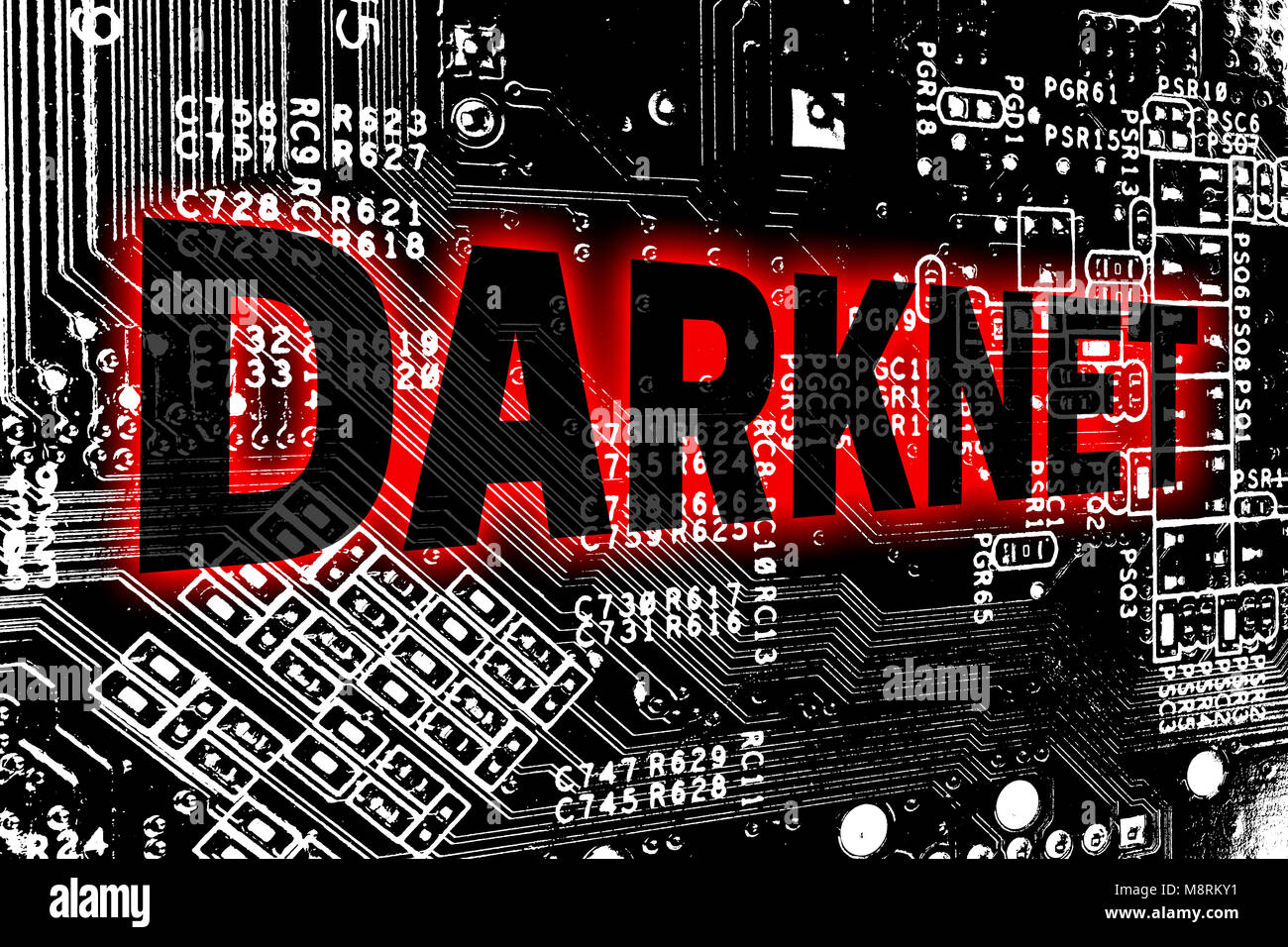 Darknet con scheda di circuito concetto dello sfondo. Foto Stock