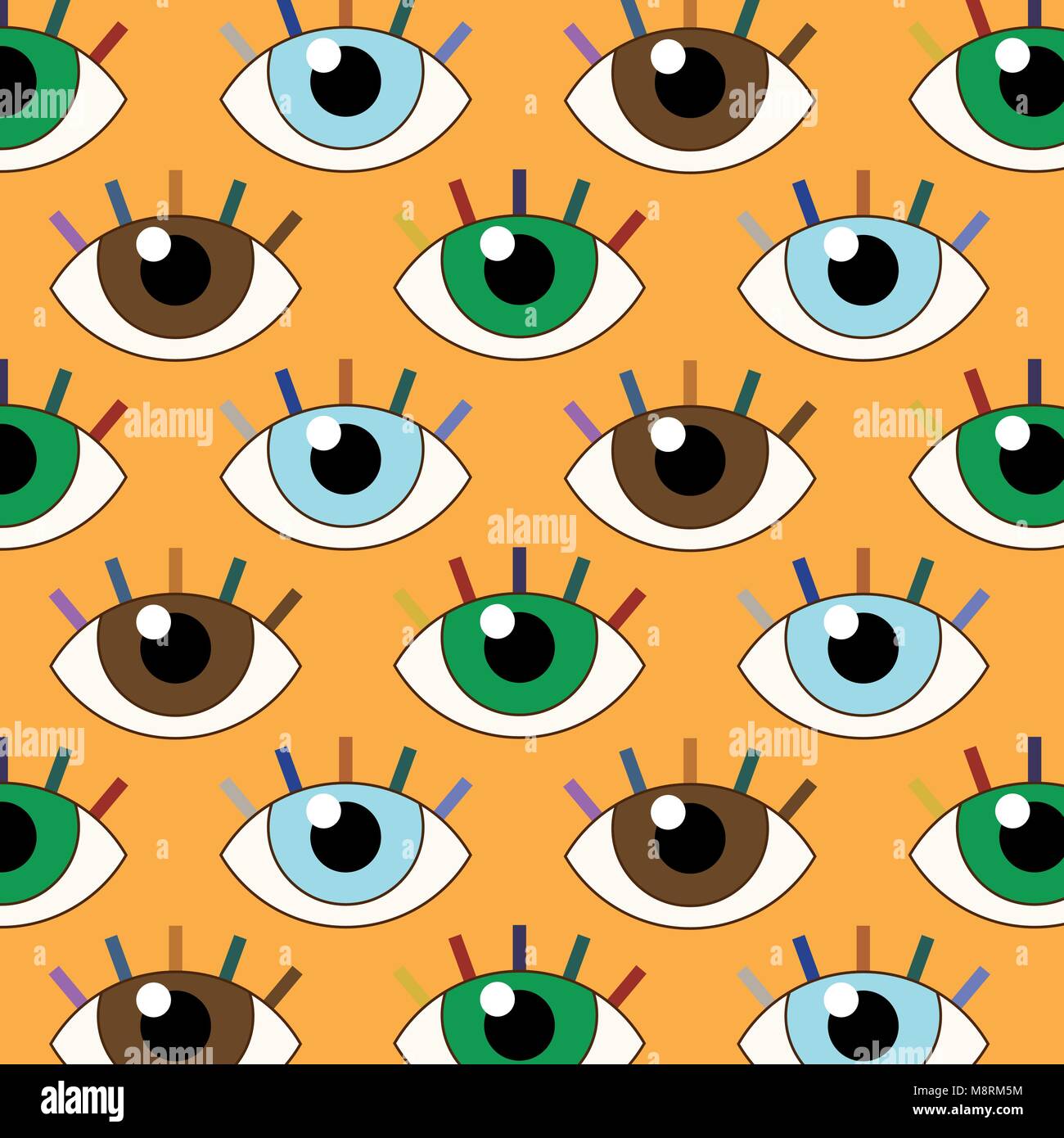 Divertente illustrazione vettoriale di seamless gli occhi con lo sguardo fisso. Illustrazione Vettoriale