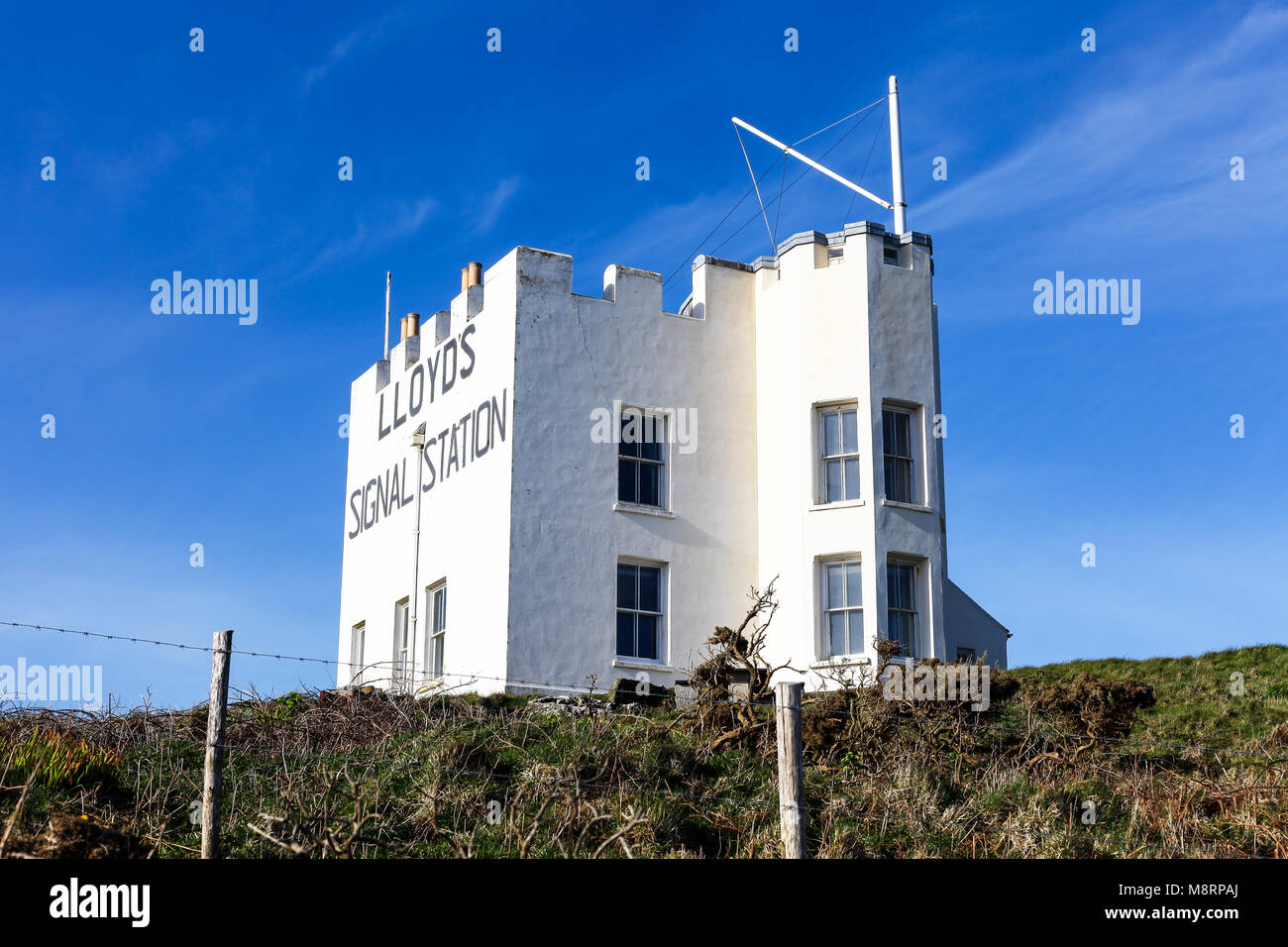 Lloyd del segnale della stazione sulla penisola di Lizard, Cornwall, South West England, Regno Unito Foto Stock