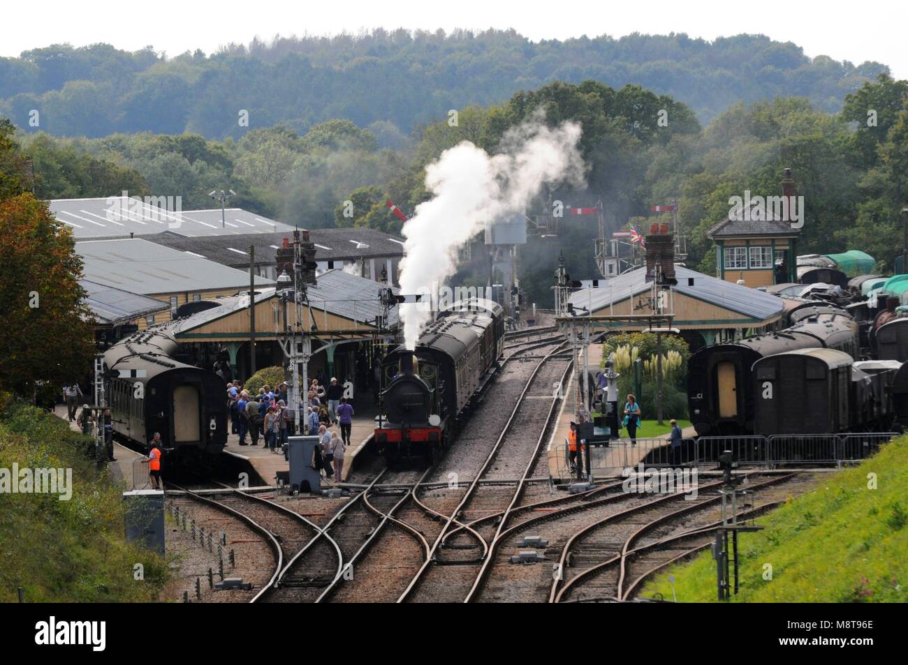 1896 Sud Orientale e Chatham Railway (SE&CR) O1 classe 0-6-0 locomotiva n. 65 a Horsted Keynes stazione sulla ferrovia Bluebell, West Sussex, Regno Unito. Foto Stock