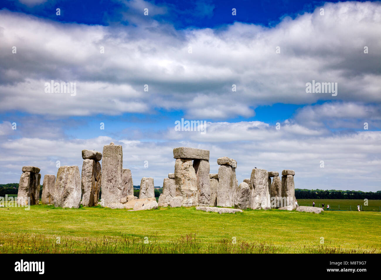 Permanente di pietre megalitiche di antico monumento preistorico di Stonehenge nel Wiltshire, Inghilterra sudoccidentale, UK, Patrimonio Mondiale dell UNESCO Foto Stock