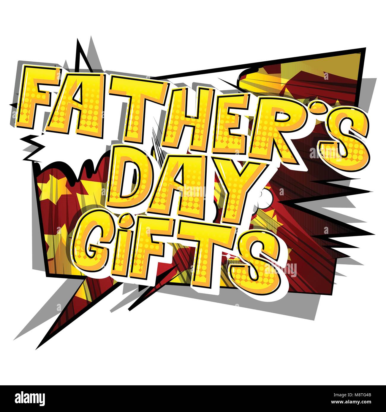 La Festa del Papà regali poster, banner o scheda. Vector illustrato, fumetto lo stile del font e lo sfondo. Illustrazione Vettoriale