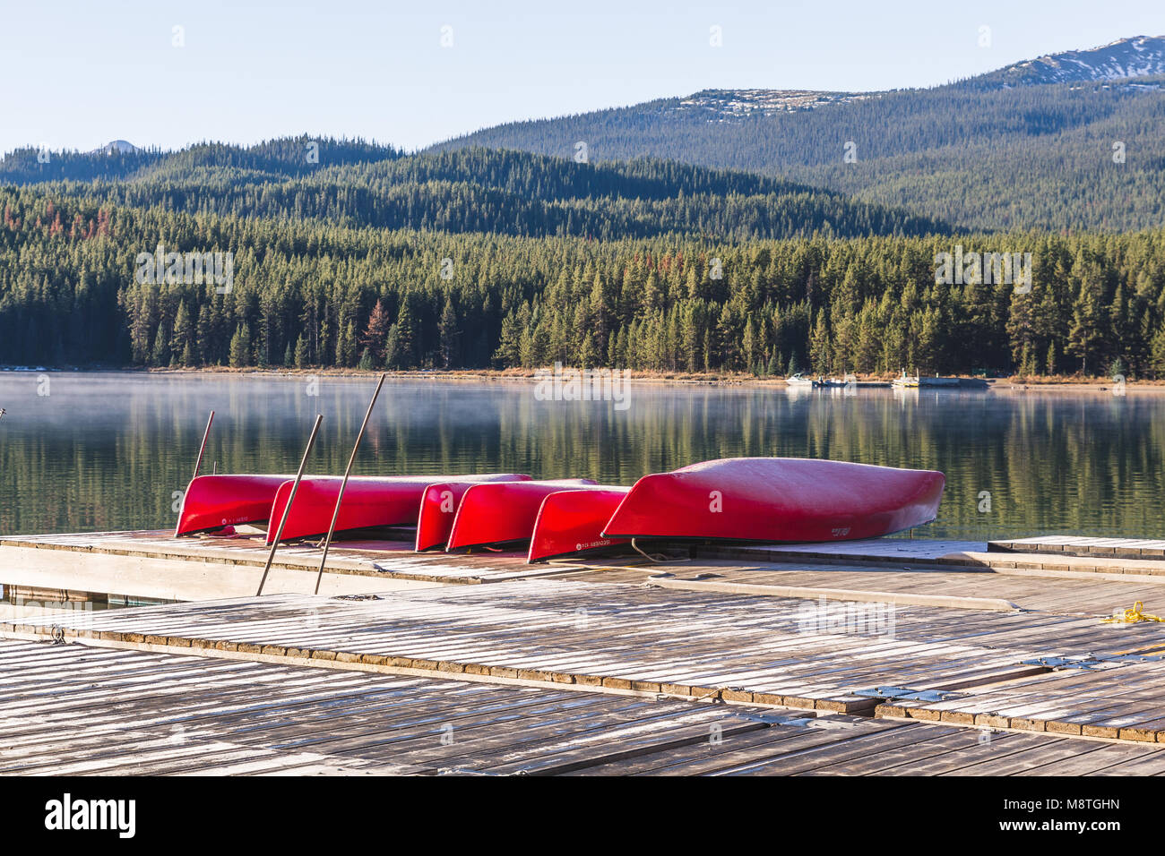 Jasper, Alberta, Canada - 05 Ottobre 2017: il Lago Maligne Foto Stock