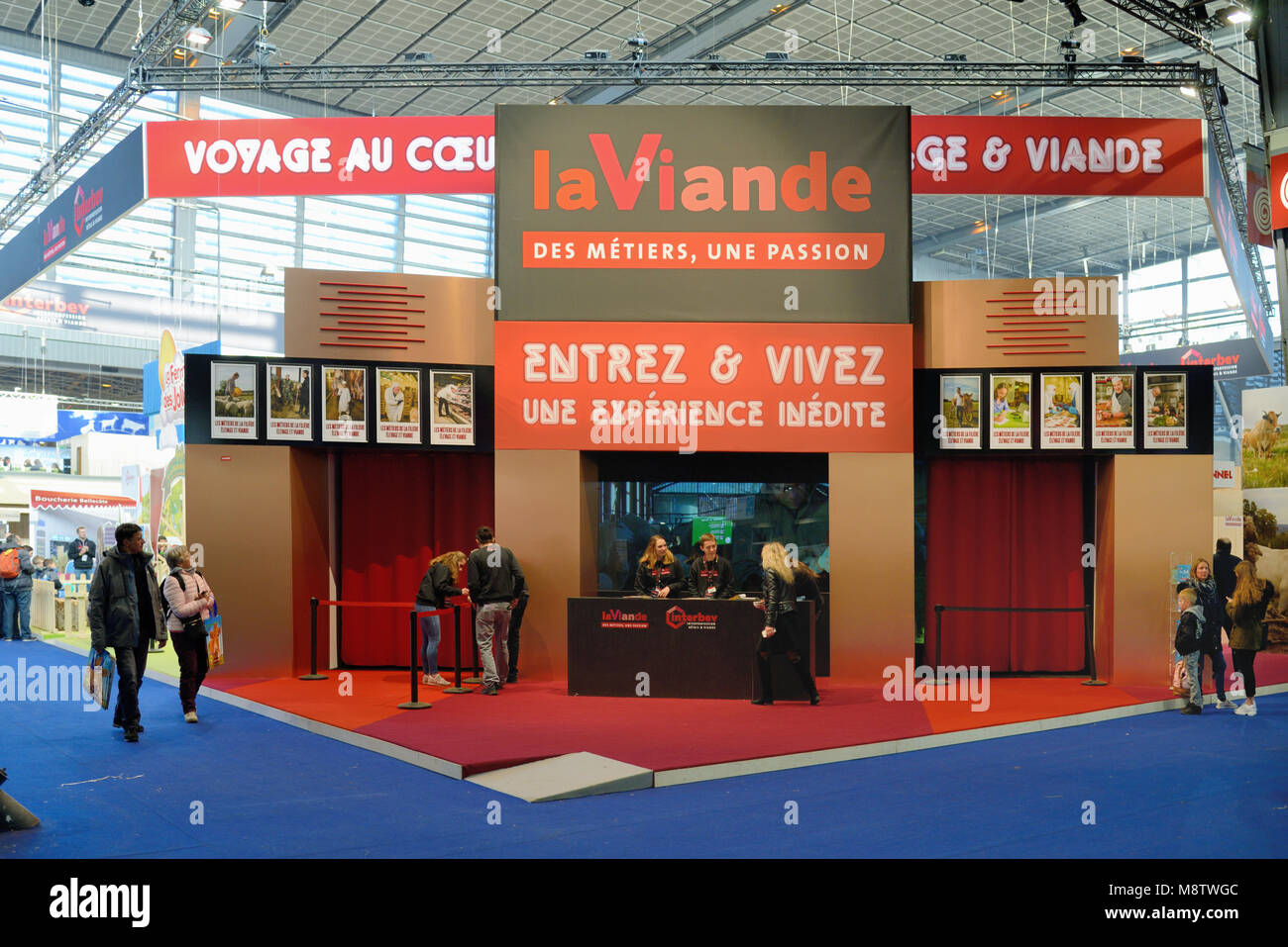 Carni stand di promozione a Parigi Fiera agricola internazionale o Salon International de ll'Agriculture (ISA) Francia France Foto Stock