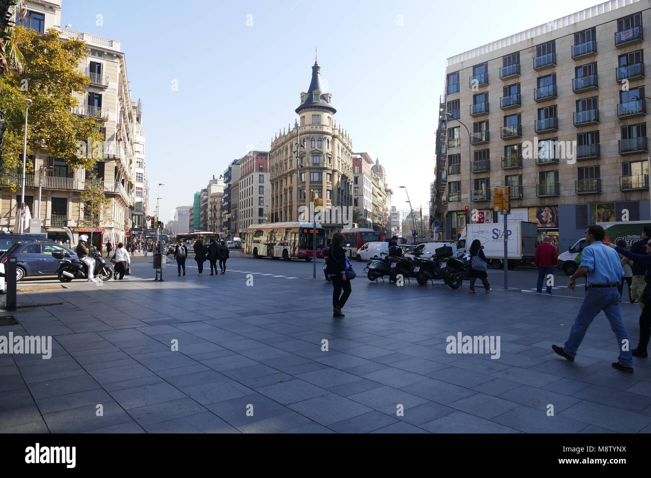 Barcellona Spagna circa novembre 2016 Universitat square vista panoramica Foto Stock