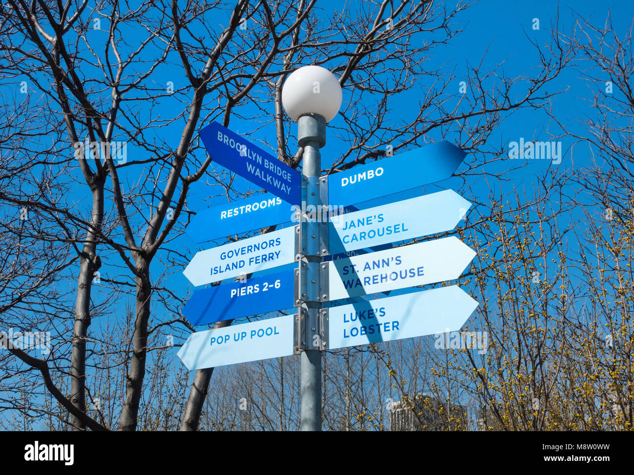 Un mix di direzione locale segni in Dumbo Brooklyn Foto Stock