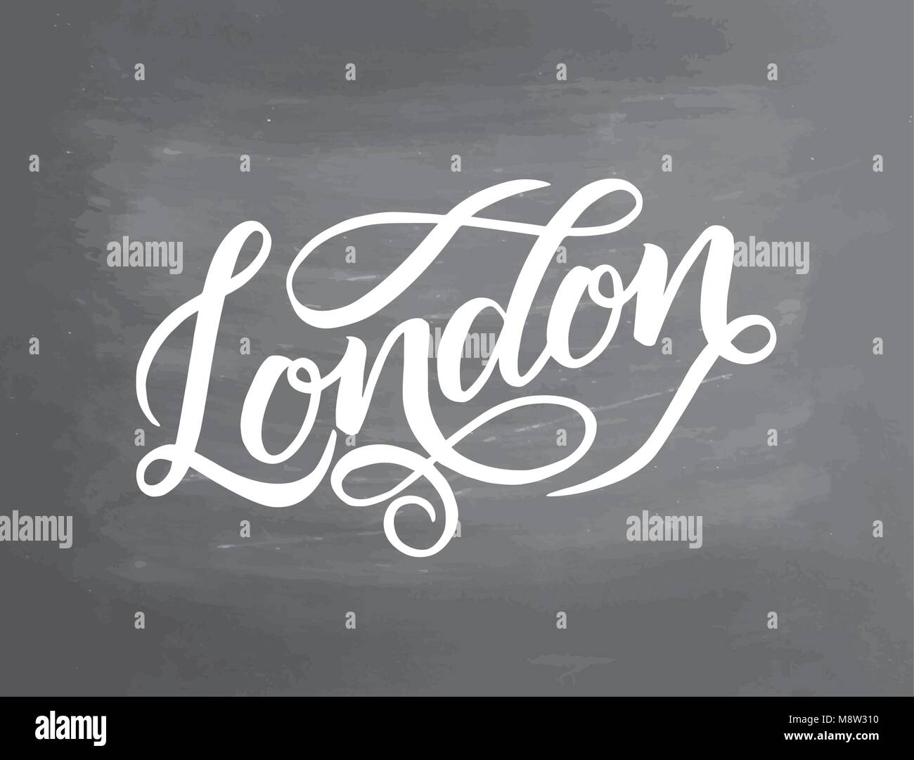 Concettuale disegnata a mano una frase di Londra sulla lavagna. Disegnata a mano grafica. Lettering design per poster, t-shirt, cartoline, inviti, adesivi, banner e pubblicità. Illustrazione Vettoriale Illustrazione Vettoriale