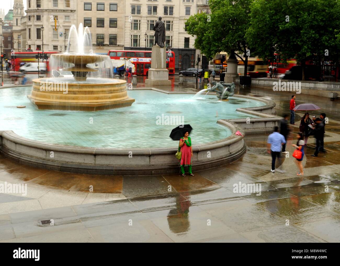 Trafalgar Square dalla National Gallery di Londra, Regno Unito. Foto Stock