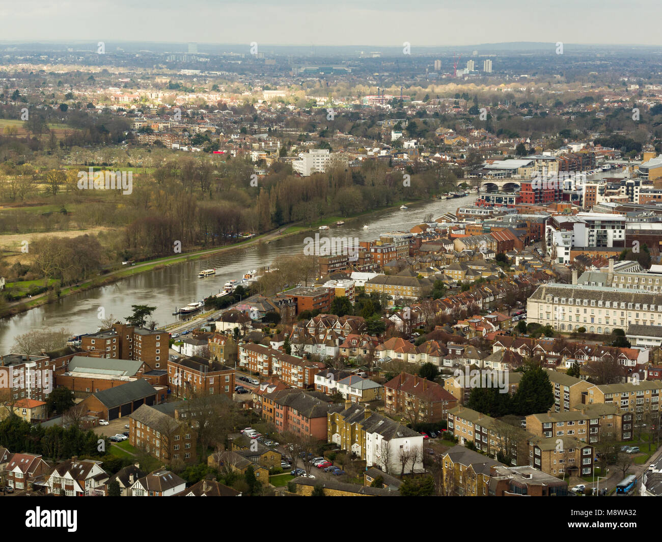 Vista aerea di Kingston upon Thames, London, Regno Unito Foto Stock